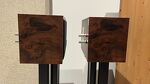  LS3/5a Gold Badge - Butt Burr Walnut Finish with Dedicated Falcon Stands